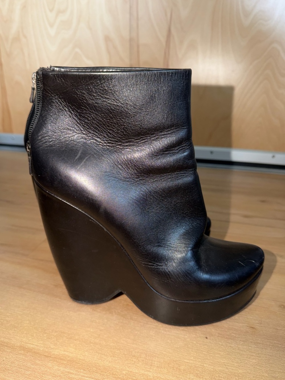 Steiger Chunky Platform Leather Wedge Ankle Boots Zipper Goth Party - Picture 7 of 7